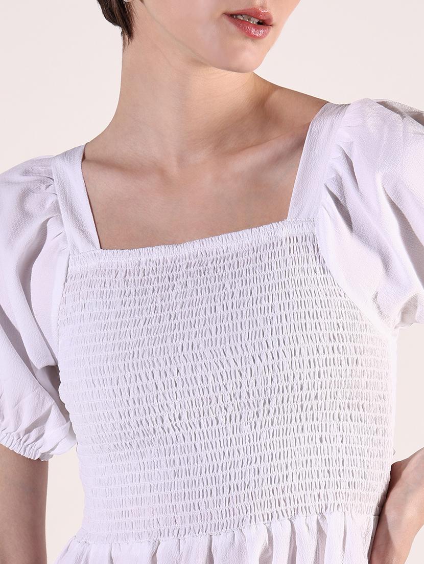 women white solid square neck tiered dress - 21661479 - Standard Image - 5