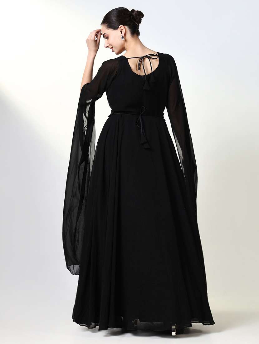 women black embellished sweetheart neck gown dress - 21661481 -  Standard Image - 3