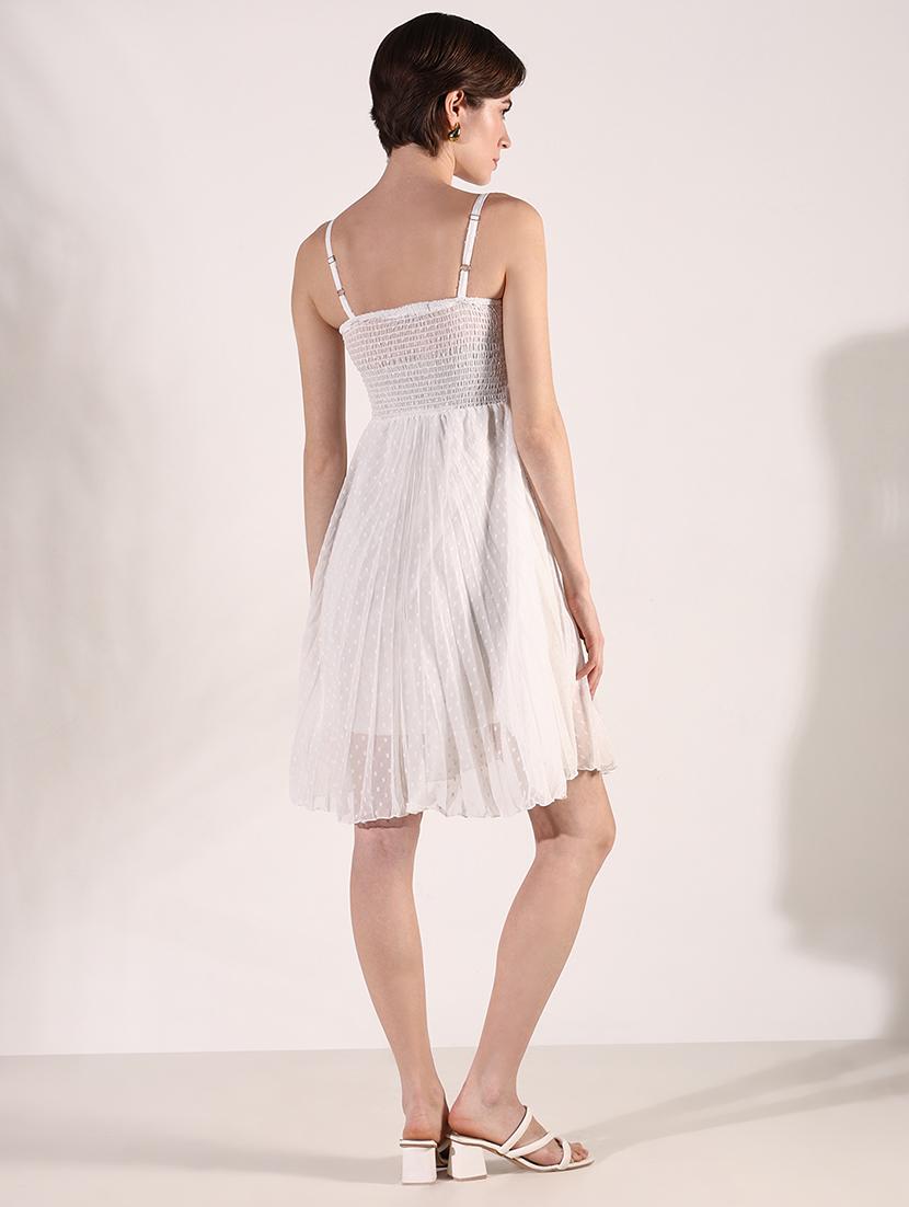 women shoulder strap neck fit & flare dress - 21661484 - Standard Image - 3