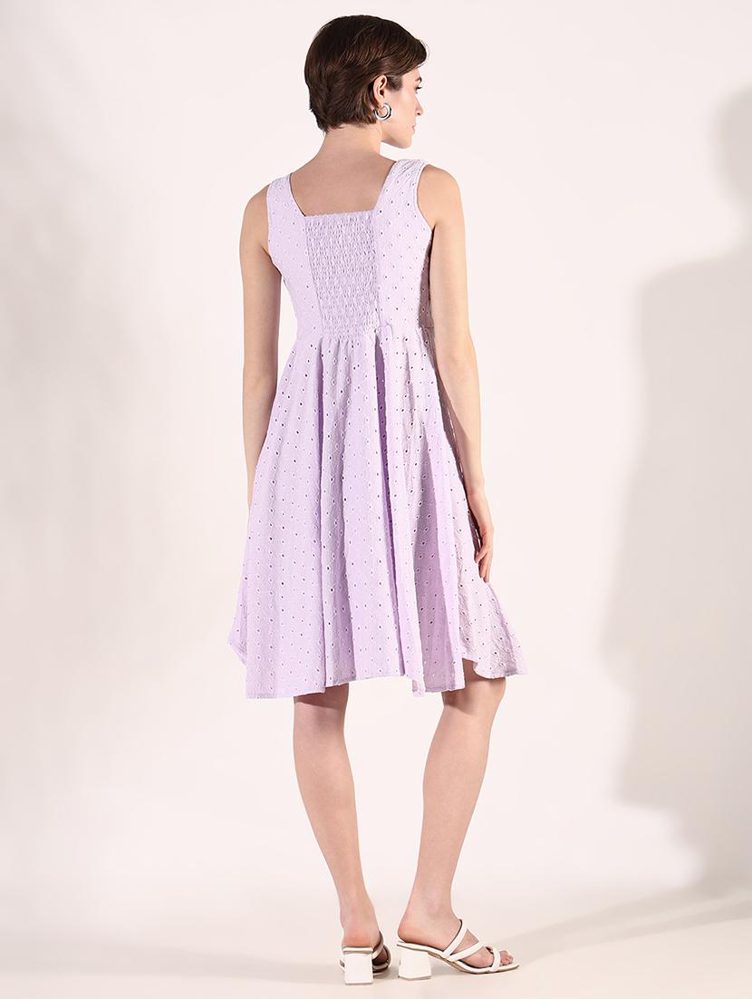 women lavender sleeveless fit & flare dress - 21661488 - Standard Image - 3