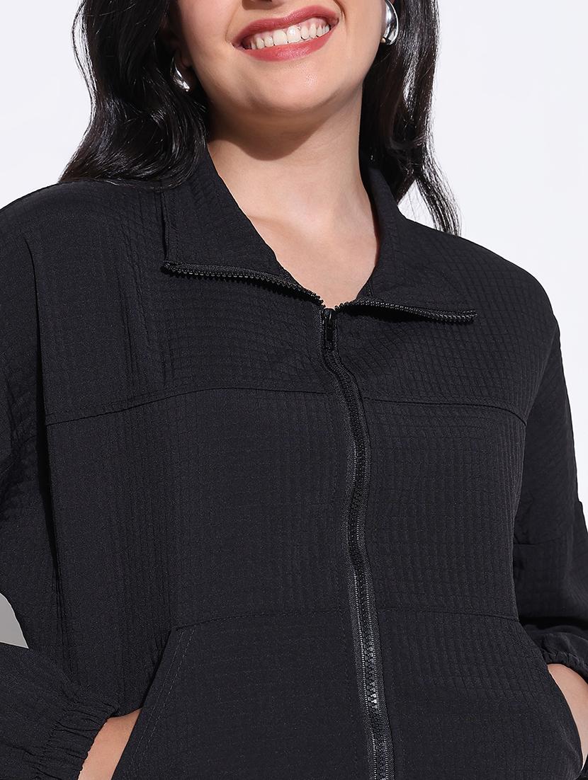 black nylon bomberbiker jacket - 21661505 - Standard Image - 5