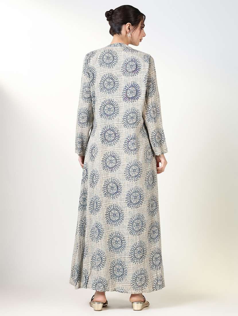 women navy blue embroidered kurta with jacket - 21661535 - Standard Image - 3