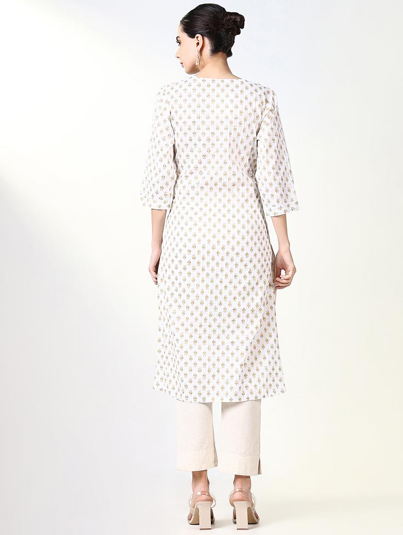 women there quarter sleeve staright kurta - 21661544 - Standard Image - 3