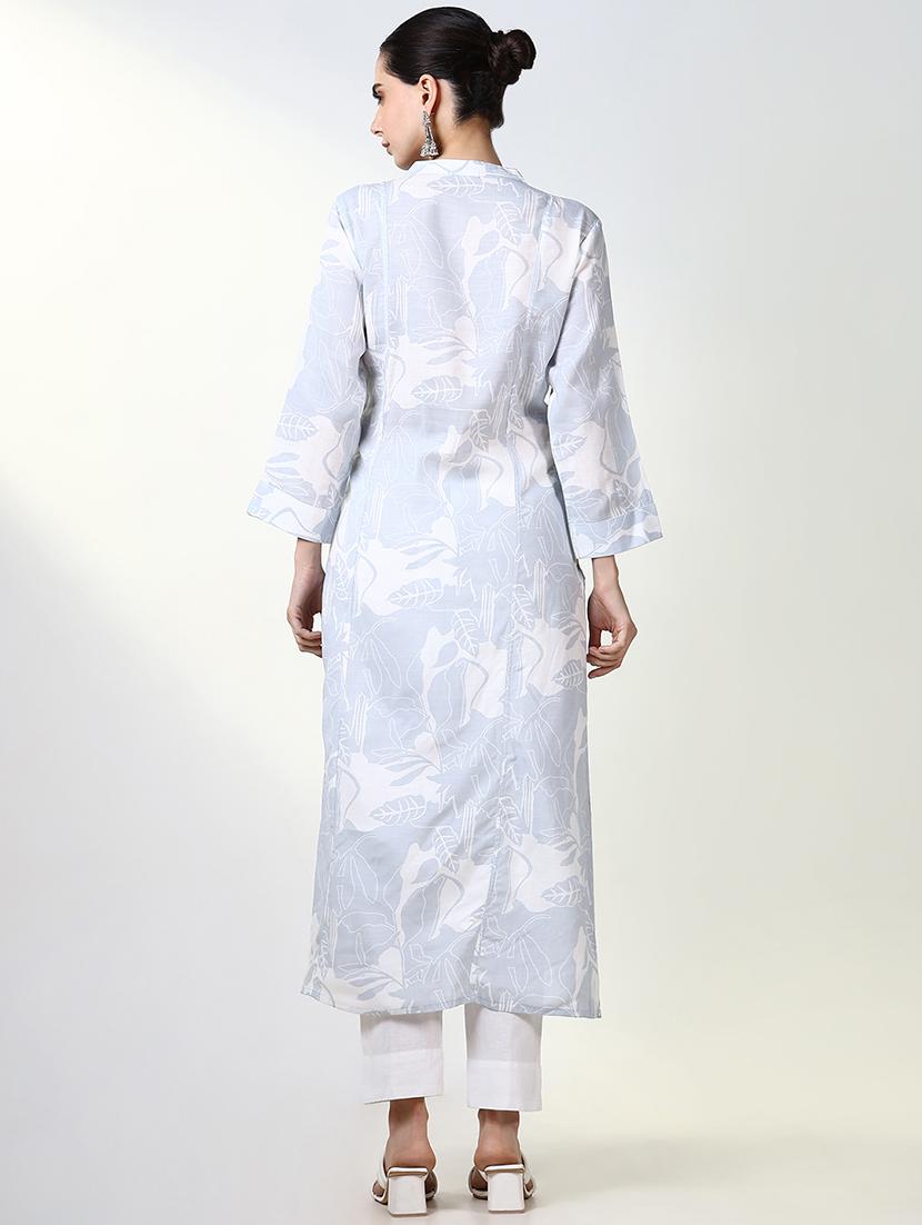 women printed roll up sleeve straight kurta - 21661547 - Standard Image - 3