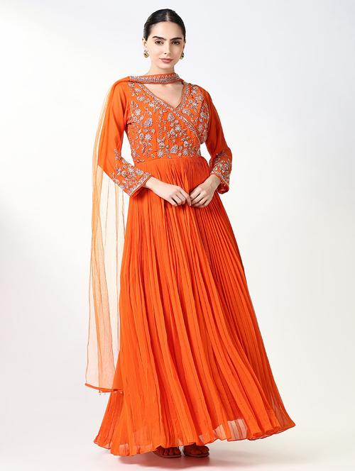 women embroidered flared kurta with dupatta - 21661549 -  Standard Image - 0