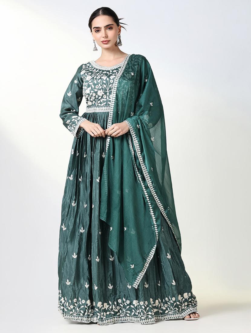 women embroidered flared kurta with dupatta - 21661550 -  Zoom Image - 0