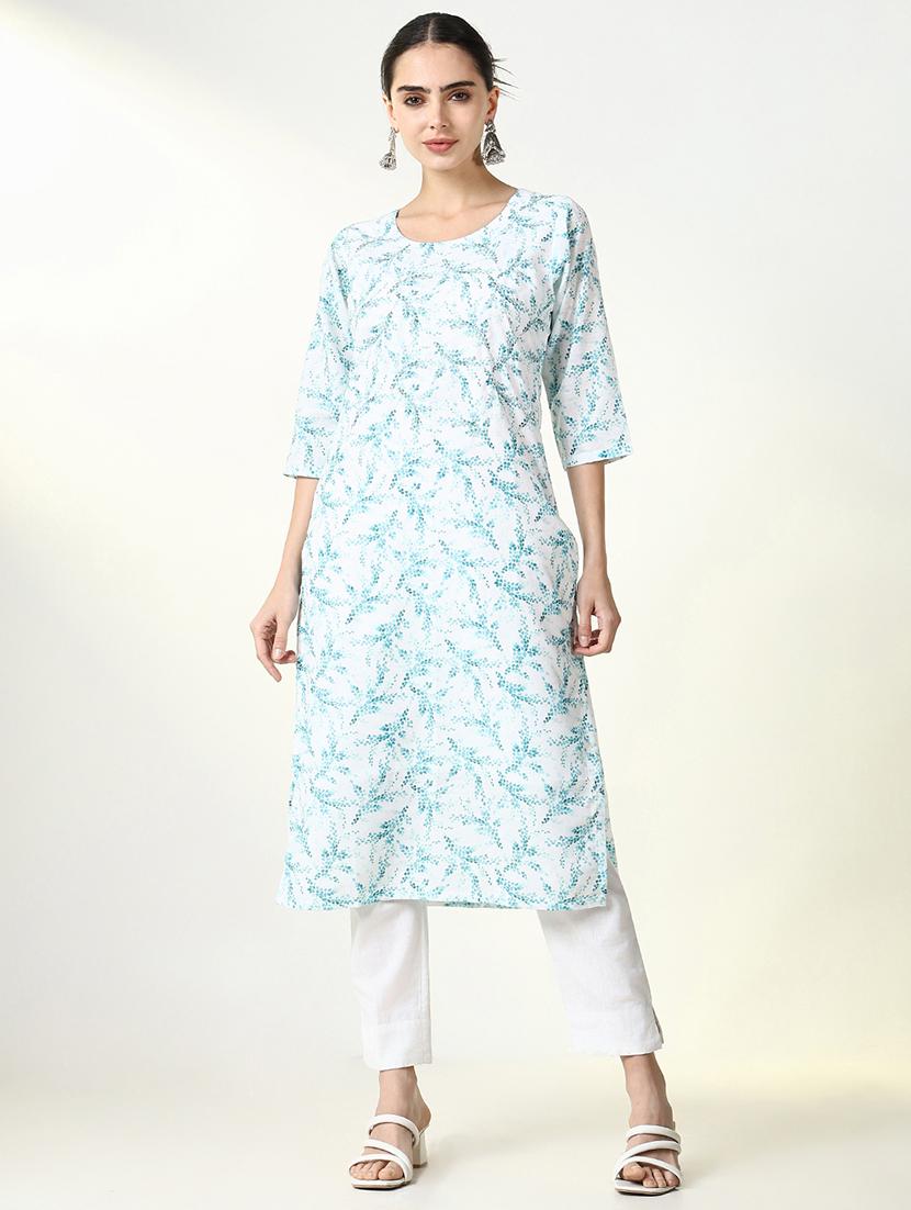 women printed three quarter sleeve straight kurta - 21661555 -  Zoom Image - 0