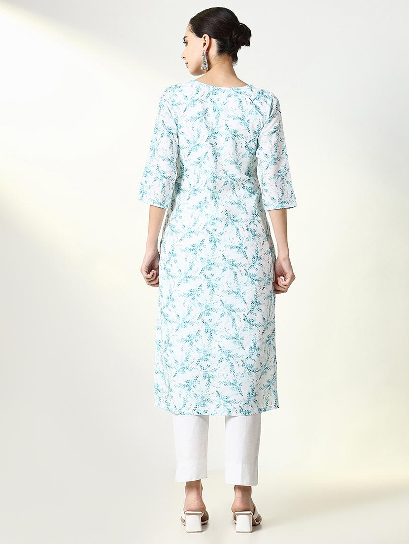 women printed three quarter sleeve straight kurta - 21661555 - Standard Image - 3