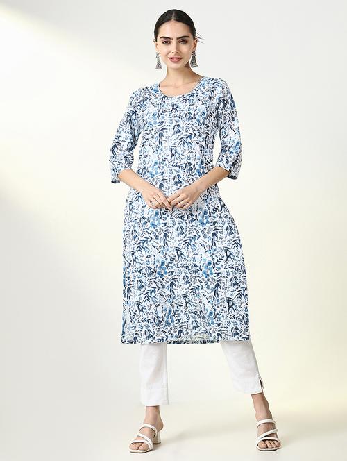 women printed round neck straight kurta - 21661559 -  Standard Image - 0