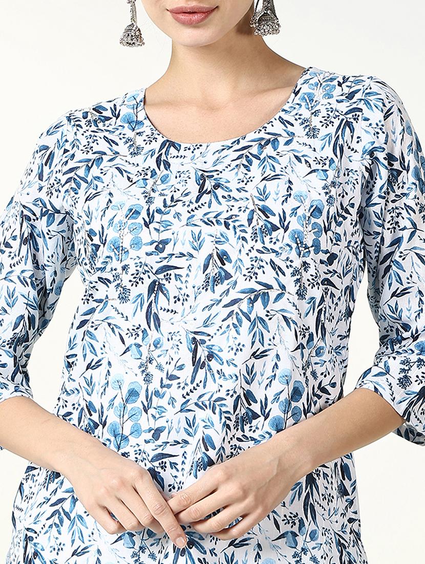 women printed round neck straight kurta - 21661559 - Standard Image - 5