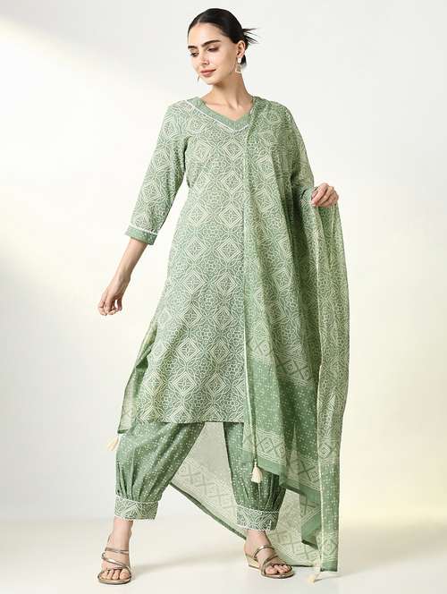 women bandhani kurta salwar set with dupatta - 21661564 -  Standard Image - 0