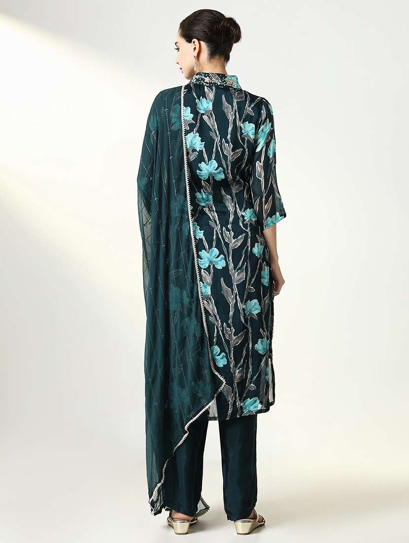 women three quarter sleeve kurta pant with dupatta set - 21661571 -  Standard Image - 3