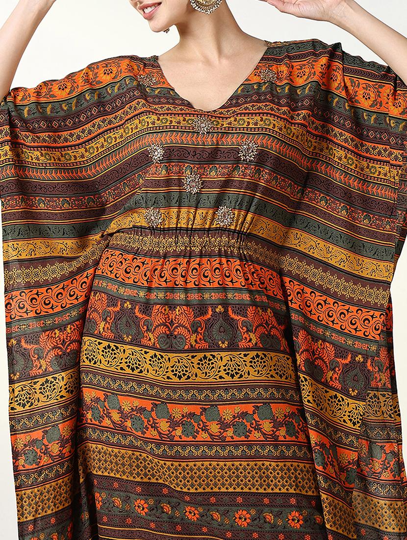 women printed kimono sleeve kaftan set - 21661576 - Standard Image - 5