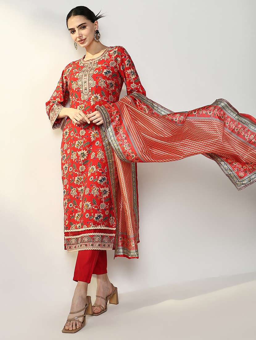 women floral kurta pant set with dupatta - 21661589 -  Standard Image - 5