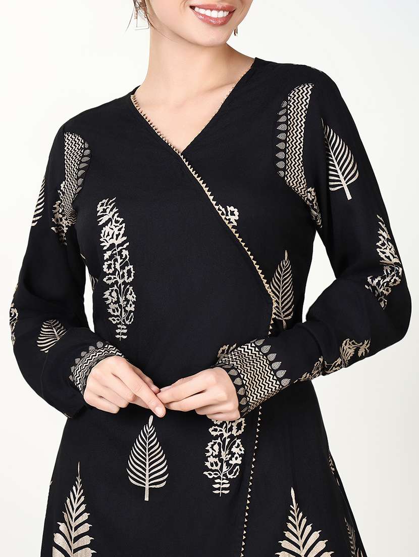 women black printed kurta sharara set with dupatta - 21661591 -  Standard Image - 5