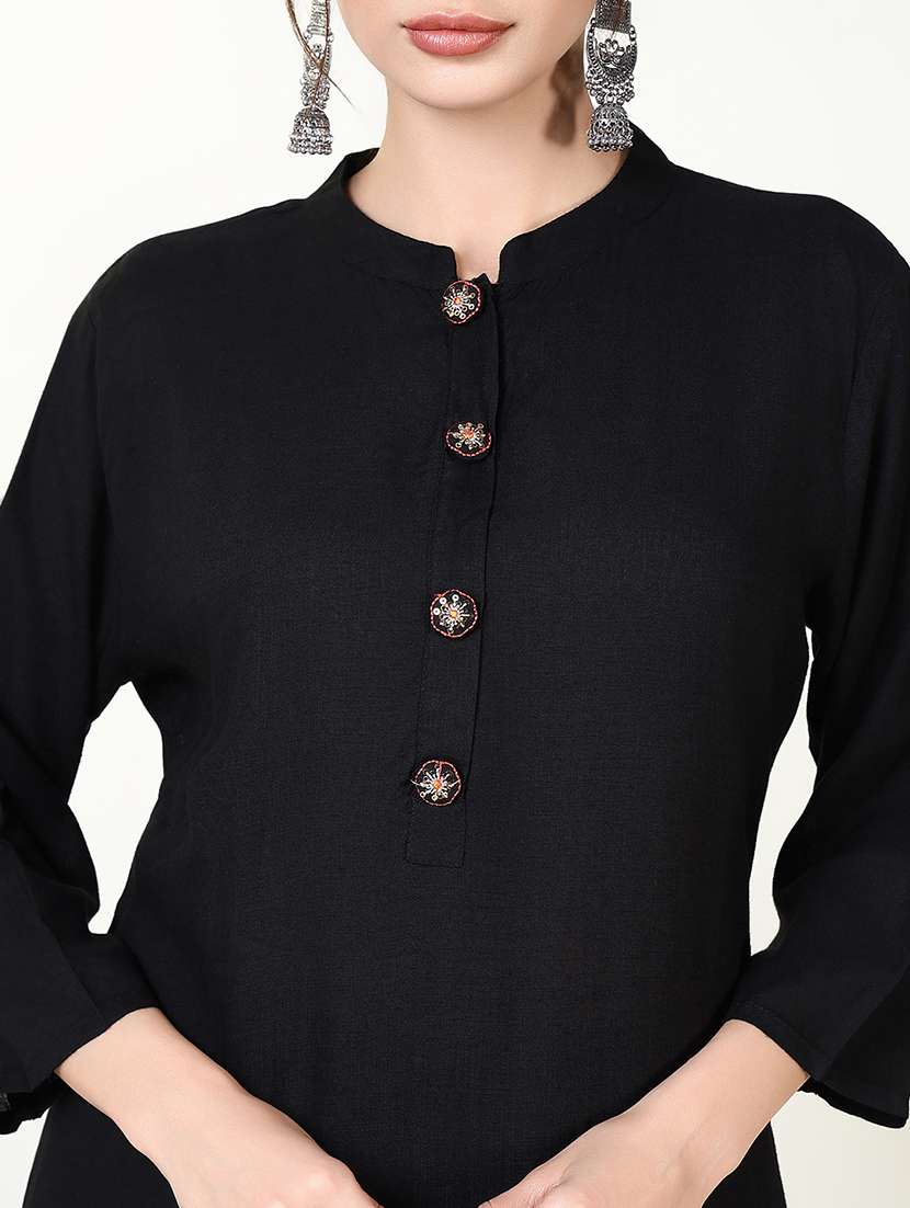 women solid mandarin neck kurta pant set with dupatta - 21661595 -  Standard Image - 5