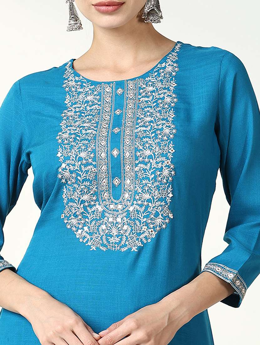 women embroidered kurta palazzo set with dupatta - 21661597 -  Standard Image - 5