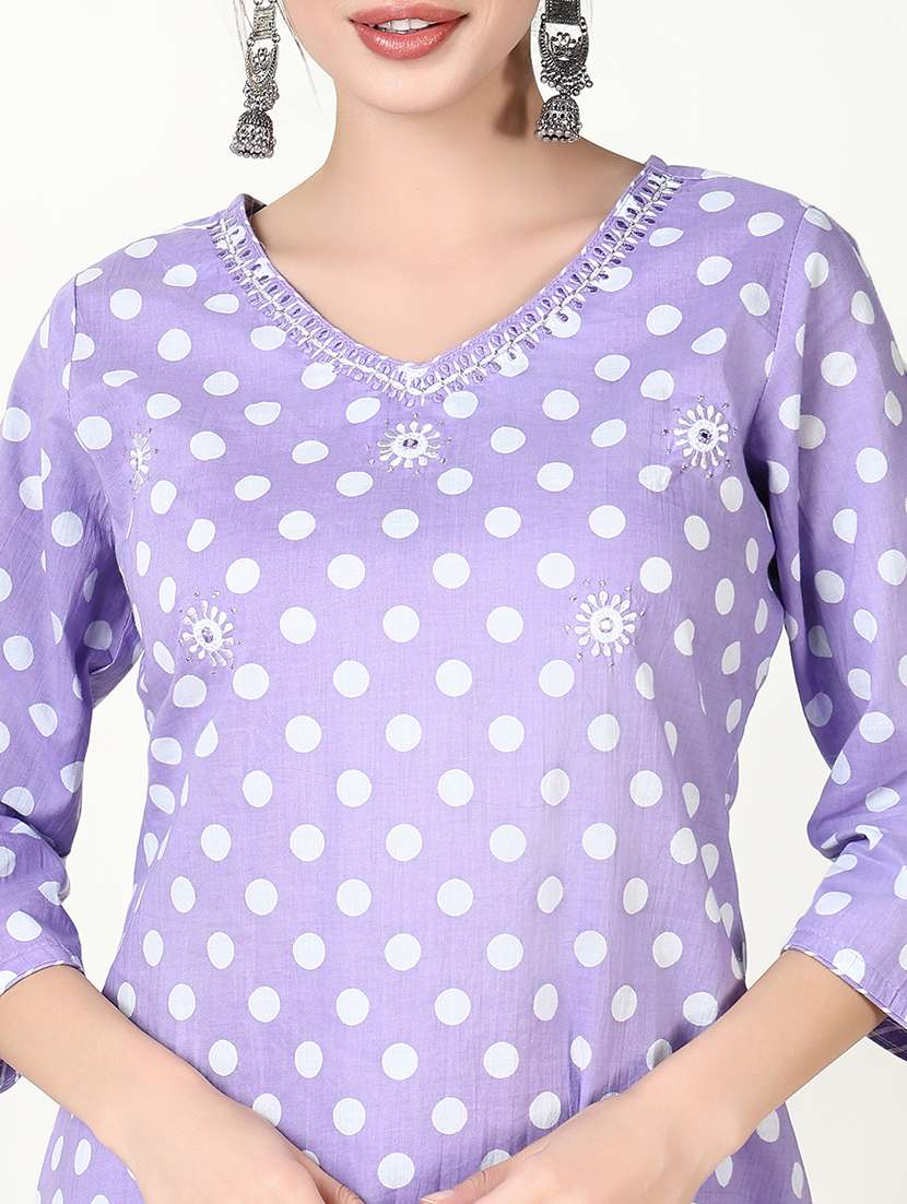 women polka dots printed kurta pant set with dupatta - 21661606 -  Standard Image - 5