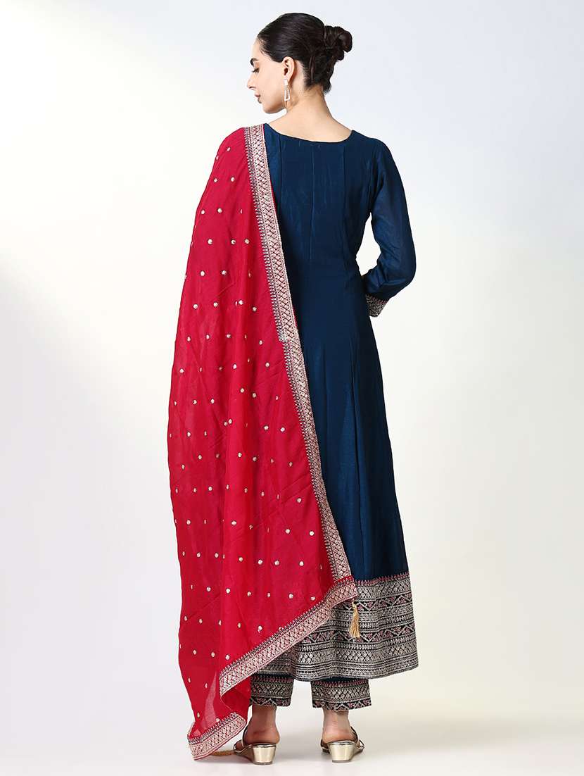 women three quarter sleeve kurta pant with dupatta set - 21661609 -  Standard Image - 3