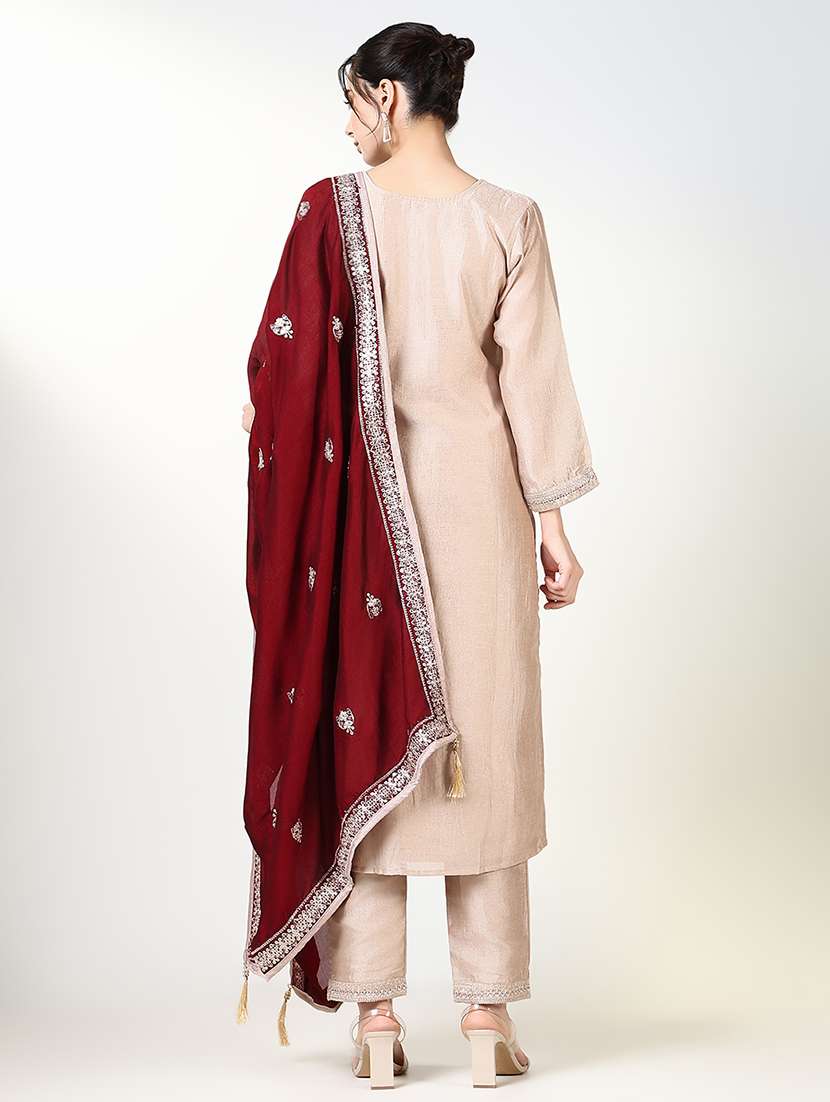 women three quarter sleeve kurta pant with dupatta set - 21661611 -  Standard Image - 3