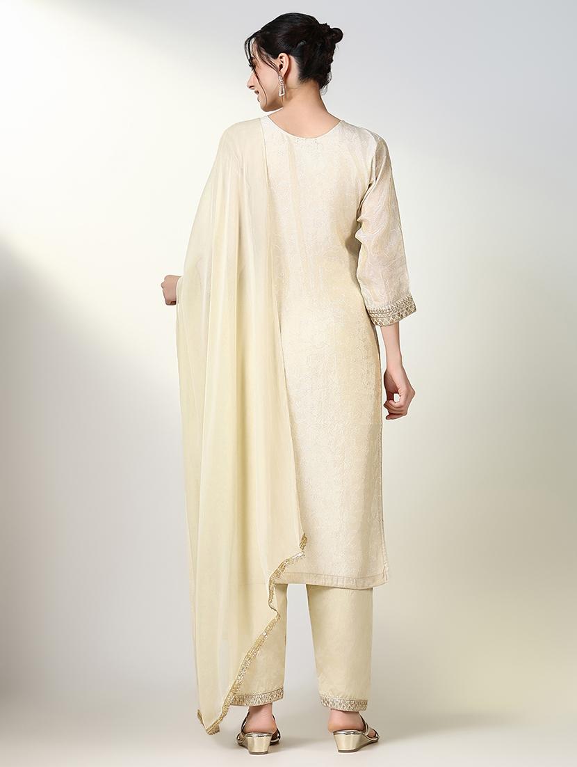 women three quarter sleeve kurta pant with dupatta set - 21661612 - Standard Image - 3