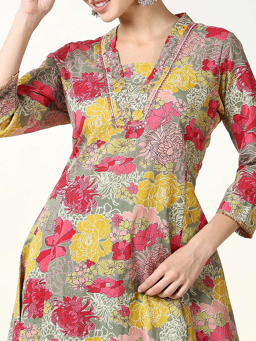 women floral kurta pant set with dupatta - 21661623 -  Standard Image - 5