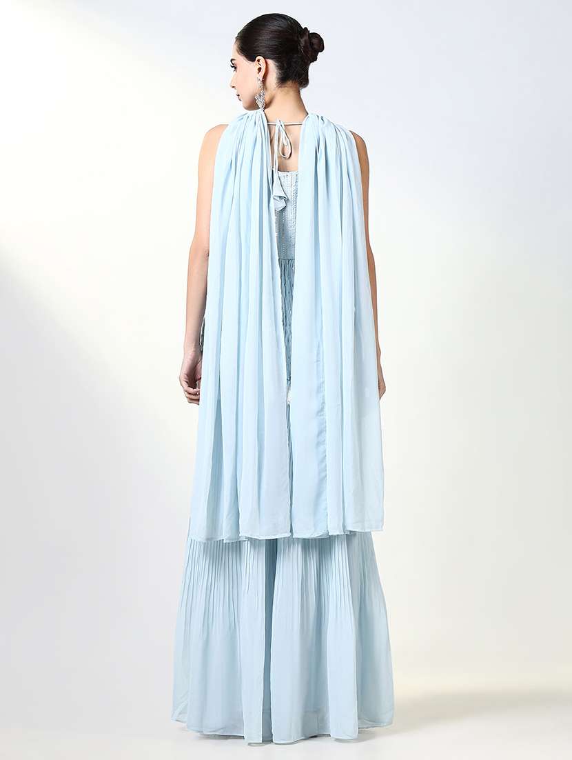 women sequin work kurta palazzo set with dupatta - 21661632 -  Standard Image - 3