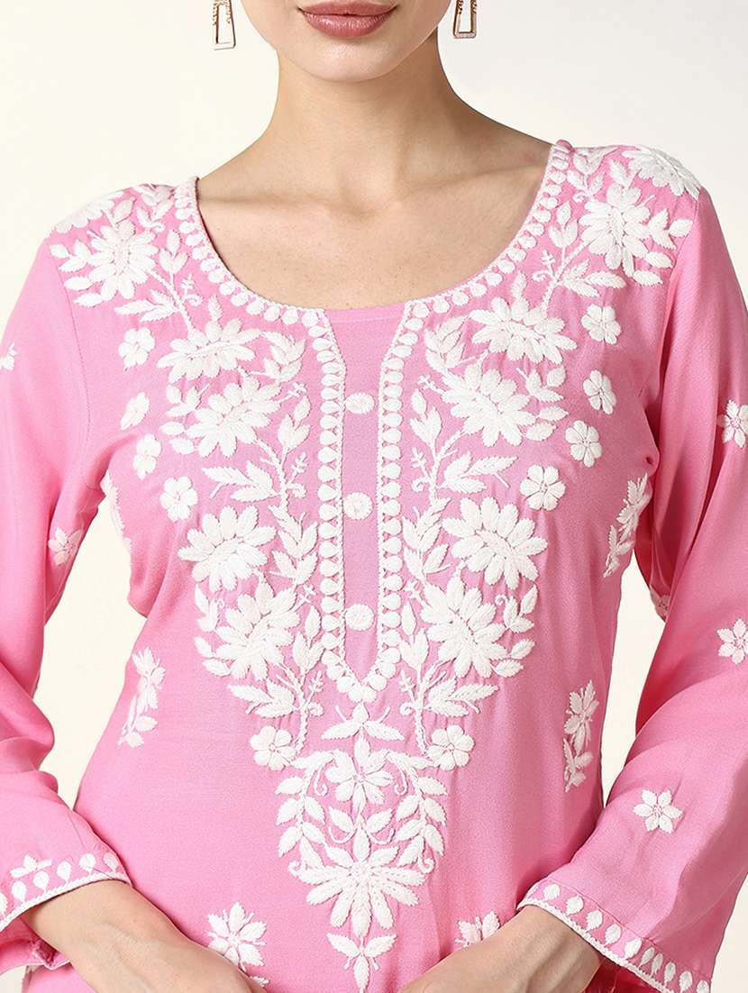 women pink long sleeve kurta pant with dupatta set - 21661644 -  Standard Image - 5