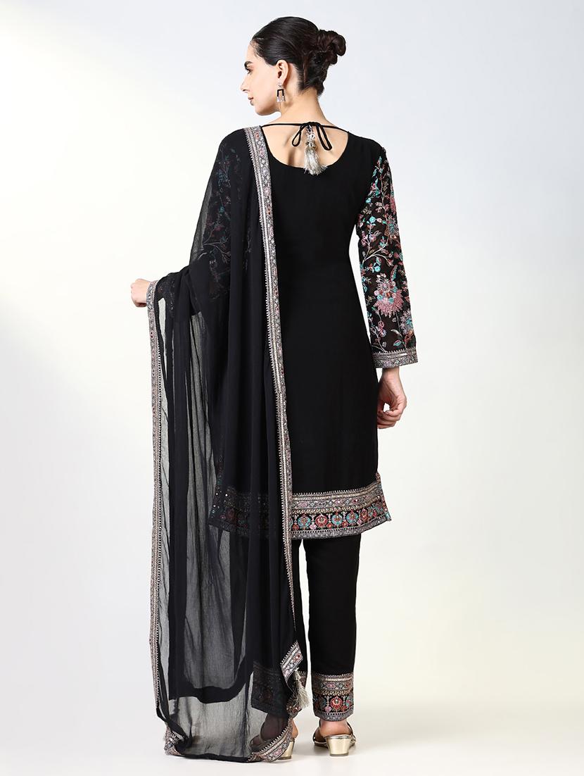 women embroidered long sleeve kurta pant with dupatta set - 21661649 - Standard Image - 3