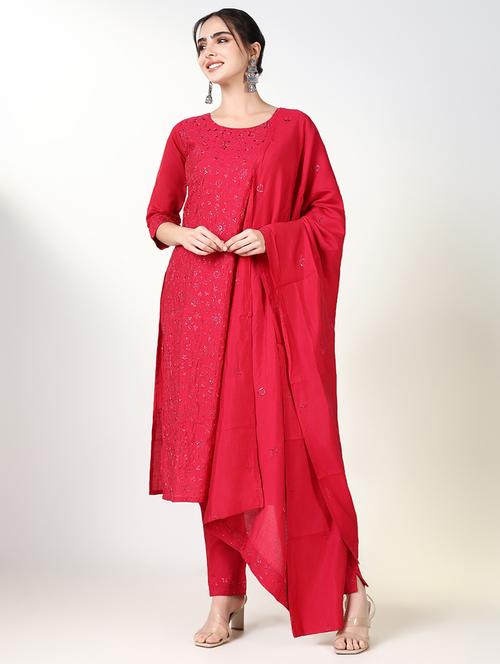 women embroidered kurta pant set with dupatta - 21661659 -  Standard Image - 0