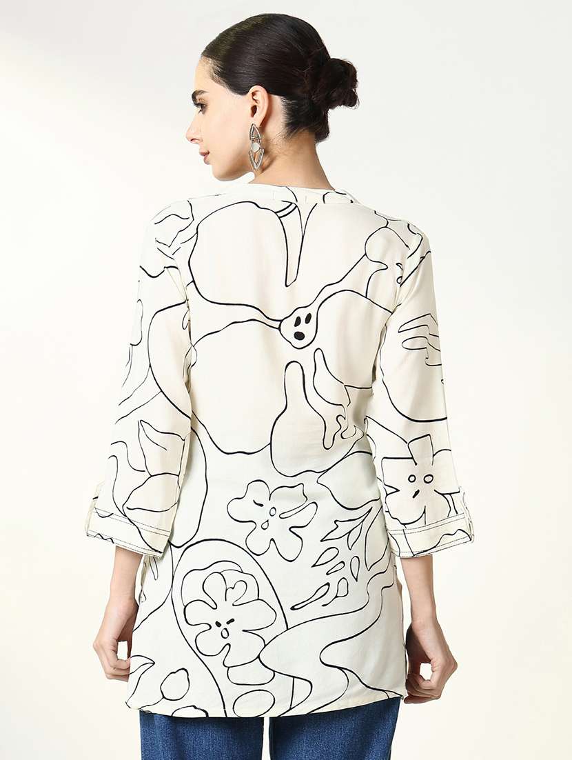 women three quarter sleeve straight kurti - 21661678 -  Standard Image - 3