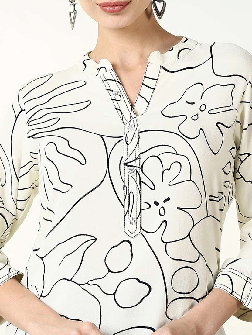 women three quarter sleeve straight kurti - 21661678 -  Standard Image - 5