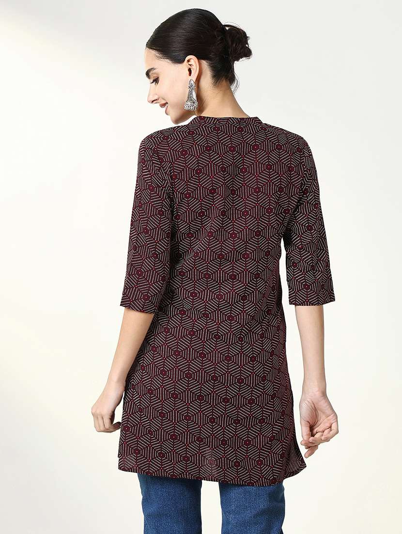 women three quarter sleeve straight kurti - 21661684 -  Standard Image - 3