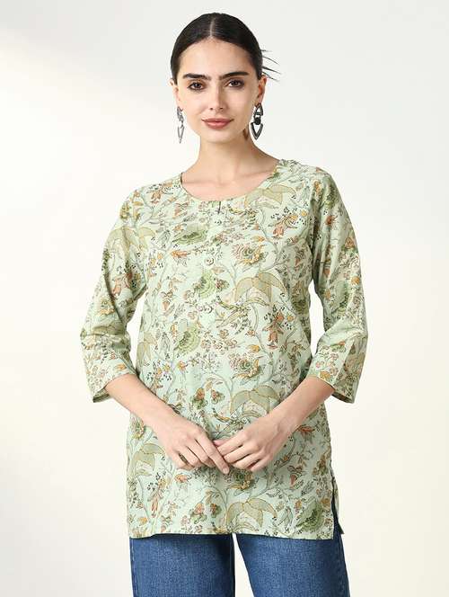women three quarter sleeve straight kurti - 21661687 -  Standard Image - 0
