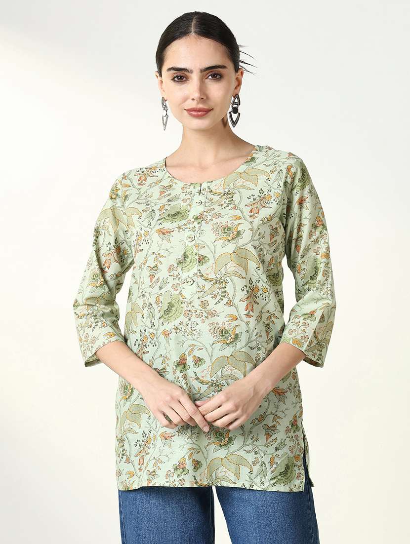 women three quarter sleeve straight kurti