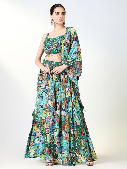 women floral flared lehenga choli with dupatta - 21661690 -  Standard Image - 0