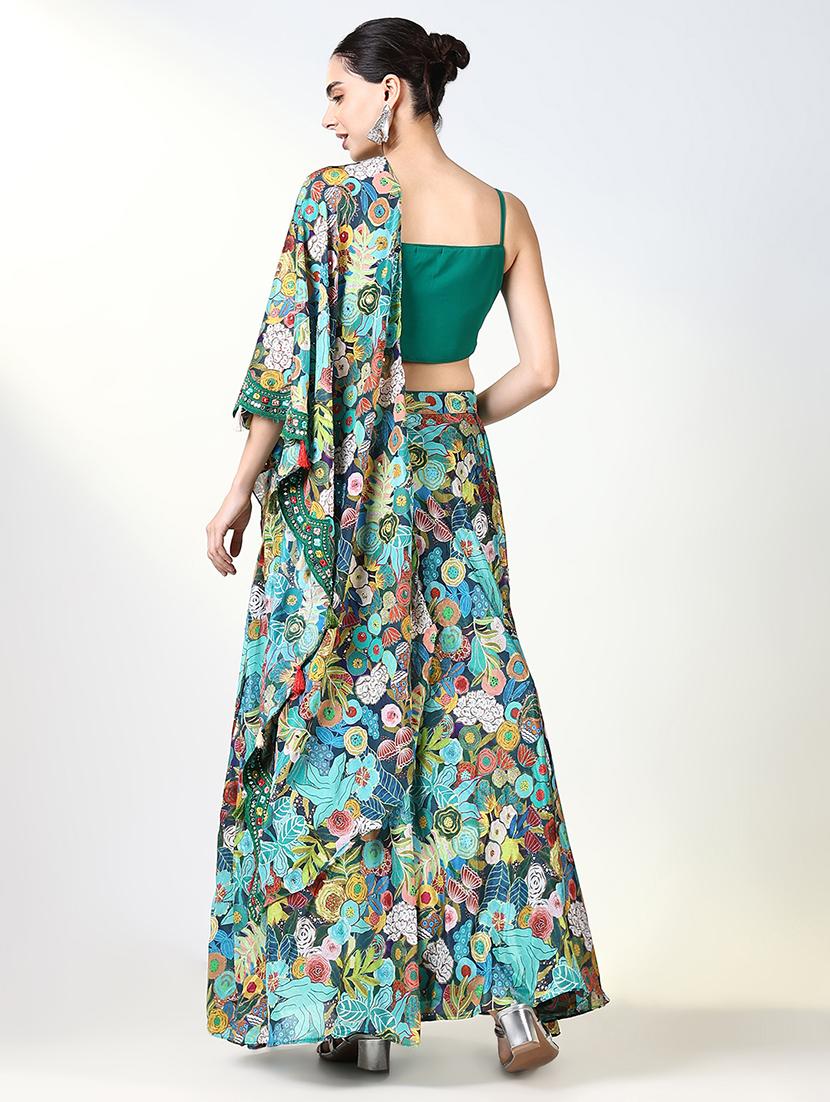 women floral flared lehenga choli with dupatta - 21661690 - Standard Image - 3