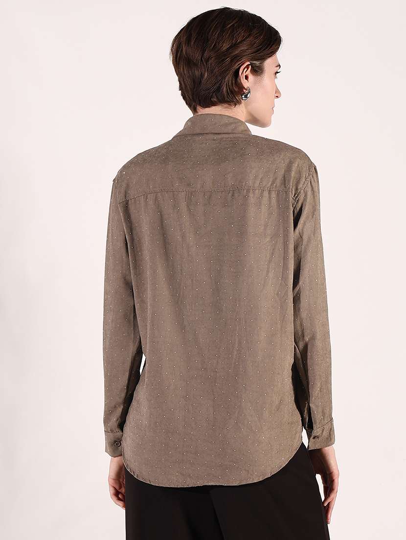 women long sleeves embellished regular shirt - 21661697 -  Standard Image - 3