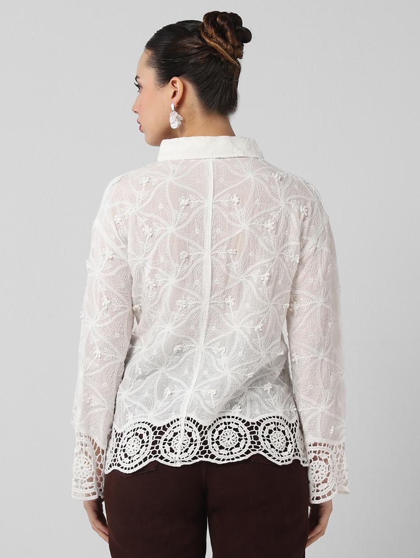 women embroidered collared long sleeves shirt - 21661710 - Standard Image - 3