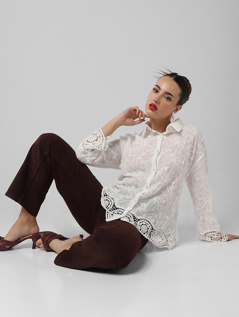 women embroidered collared long sleeves shirt - 21661710 - Standard Image - 5