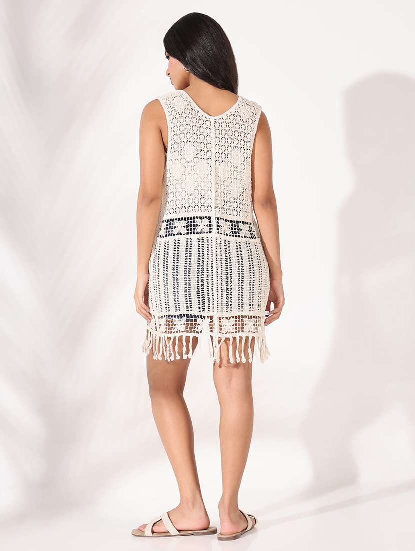 women crochet detailed sleeveless shrug - 21661730 -  Standard Image - 3