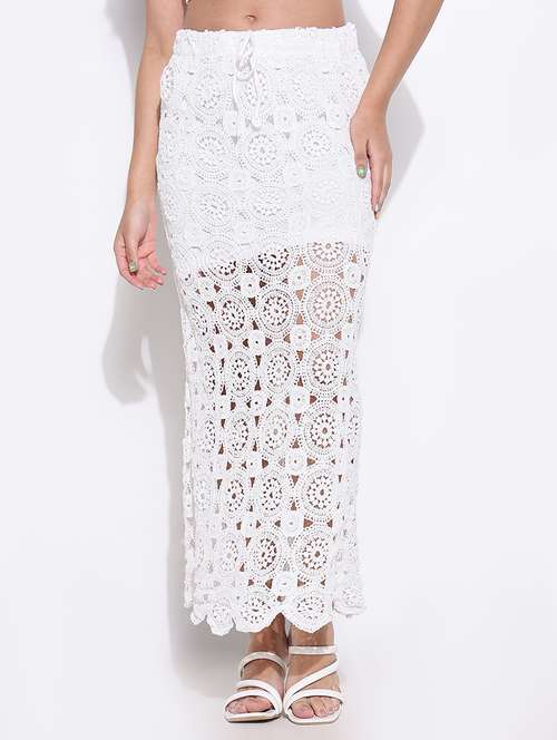 women crochet detailed high rise straight skirt - 21661735 -  Standard Image - 0