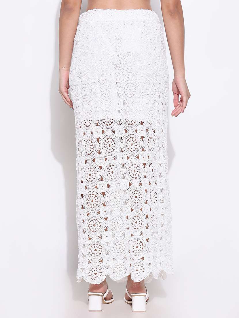 women crochet detailed high rise straight skirt - 21661735 -  Standard Image - 3