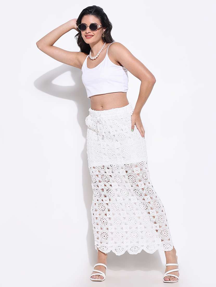 women crochet detailed high rise straight skirt - 21661735 -  Standard Image - 5