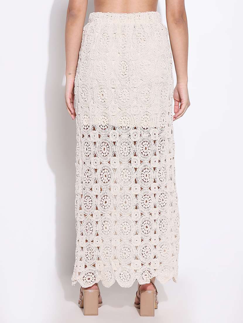 women crochet detailed high rise straight skirt - 21661736 -  Standard Image - 3