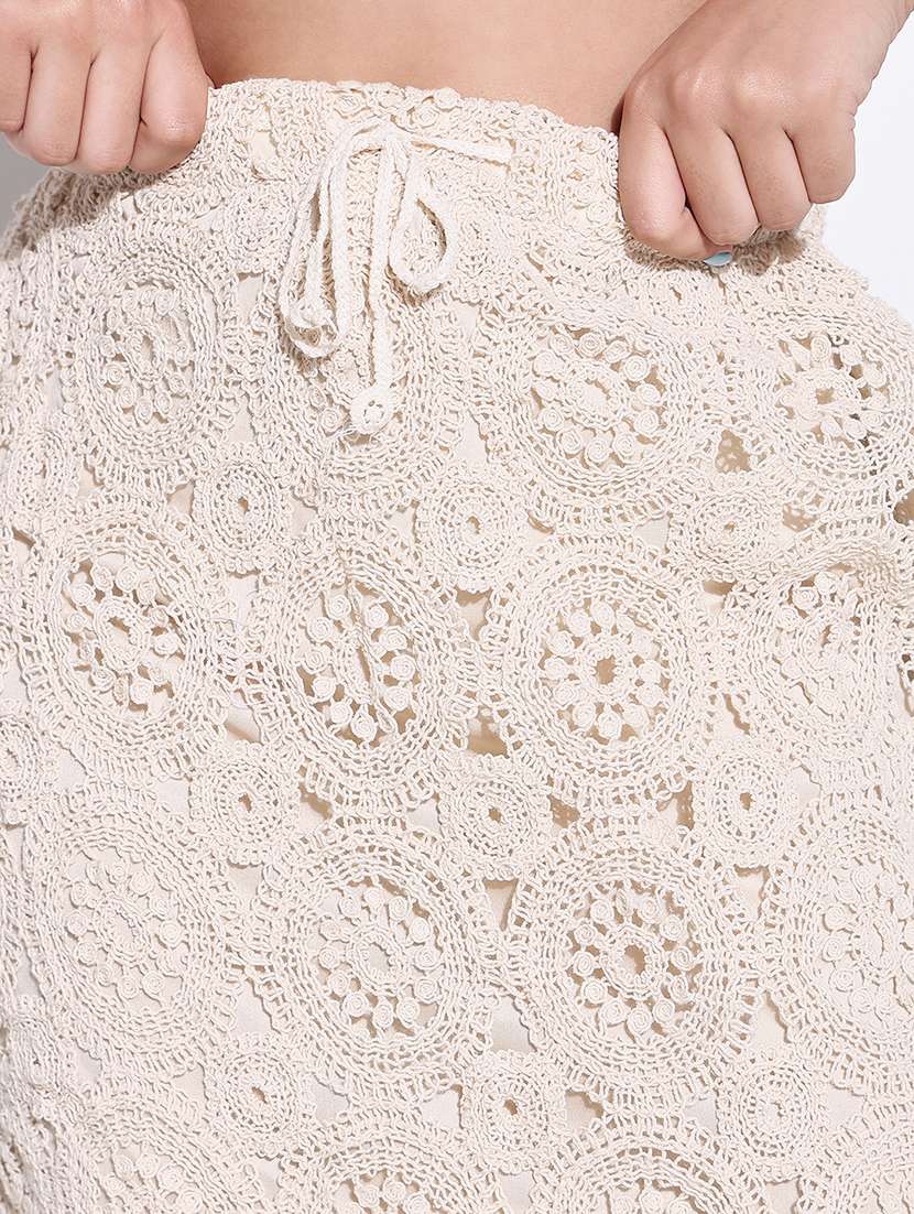women crochet detailed high rise straight skirt - 21661736 -  Standard Image - 5