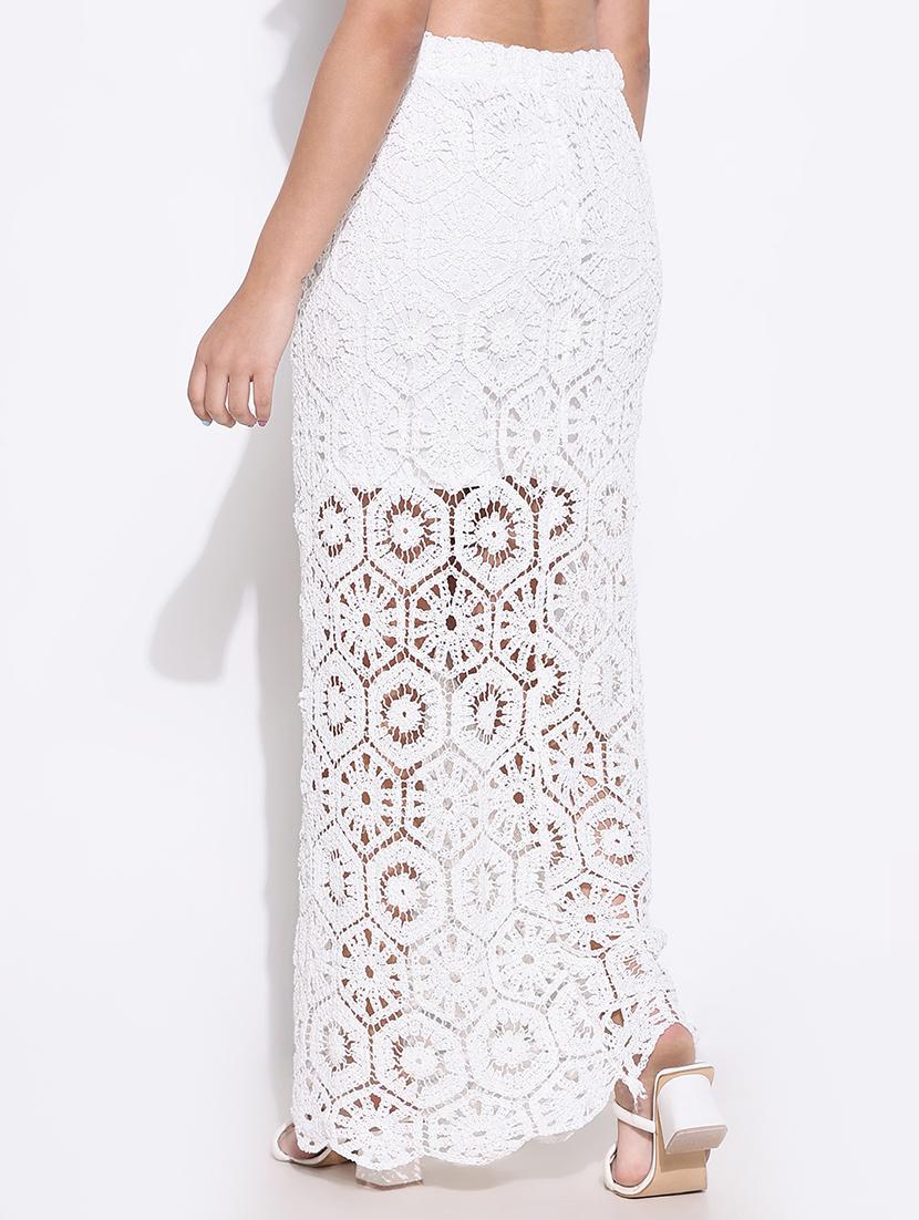 women crochet detailed high rise straight skirt - 21661738 - Standard Image - 3