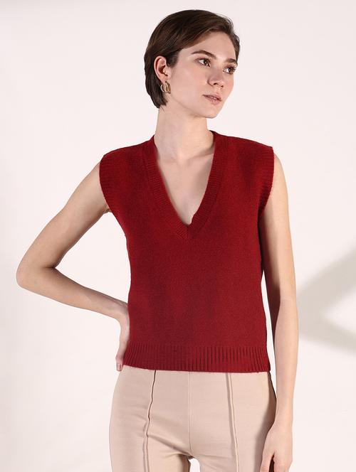 women solid sleeveless crop pullover - 21661745 - Standard Image - 0