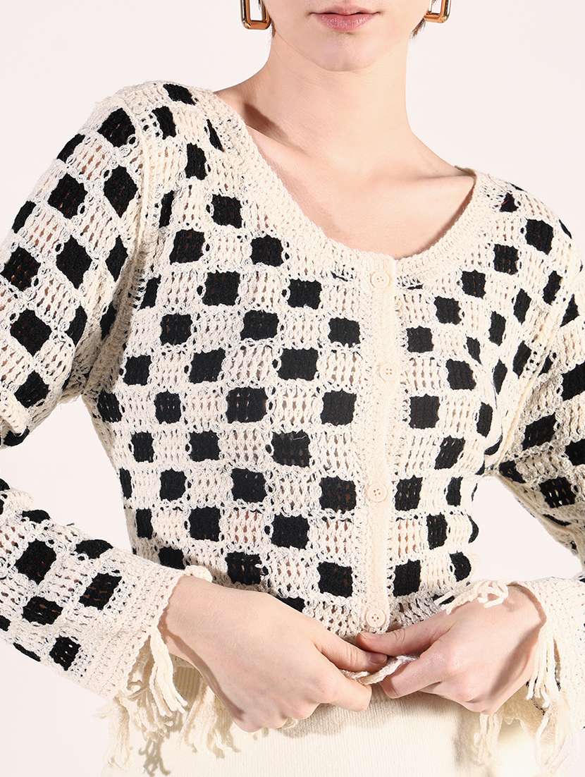women crochet detailed long sleeves crop top - 21661752 - Standard Image - 5