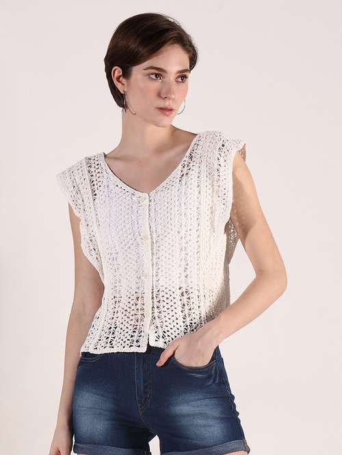women crochet detailed crop top - 21661755 -  Standard Image - 0